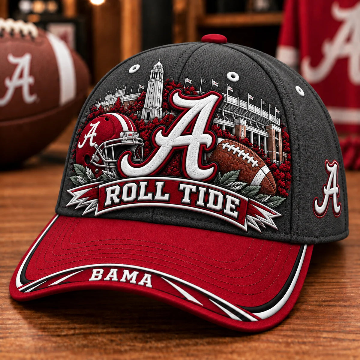 Baseball Cap Football Artwork Adjustable Strap