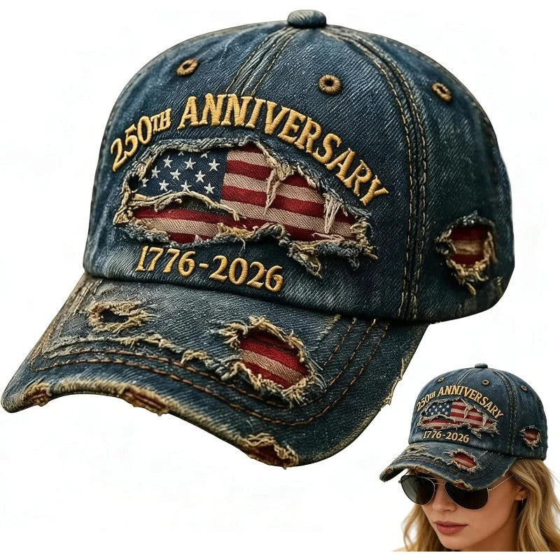 Baseball Cap Vintage Washed Adjustable USA 250th Anniversary Design