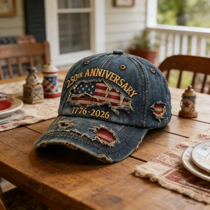 Baseball Cap Vintage Washed Adjustable USA 250th Anniversary Design