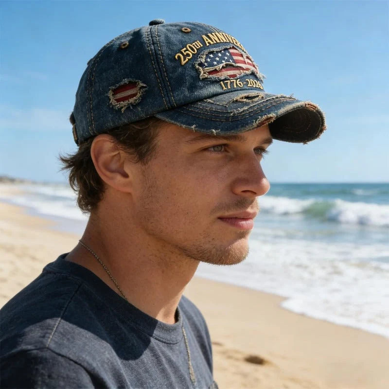 Baseball Cap Vintage Washed Adjustable USA 250th Anniversary Design