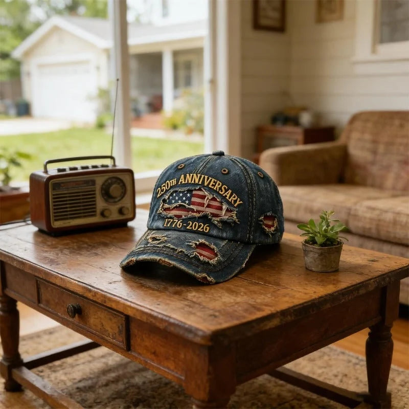 Baseball Cap Vintage Washed Adjustable USA 250th Anniversary Design