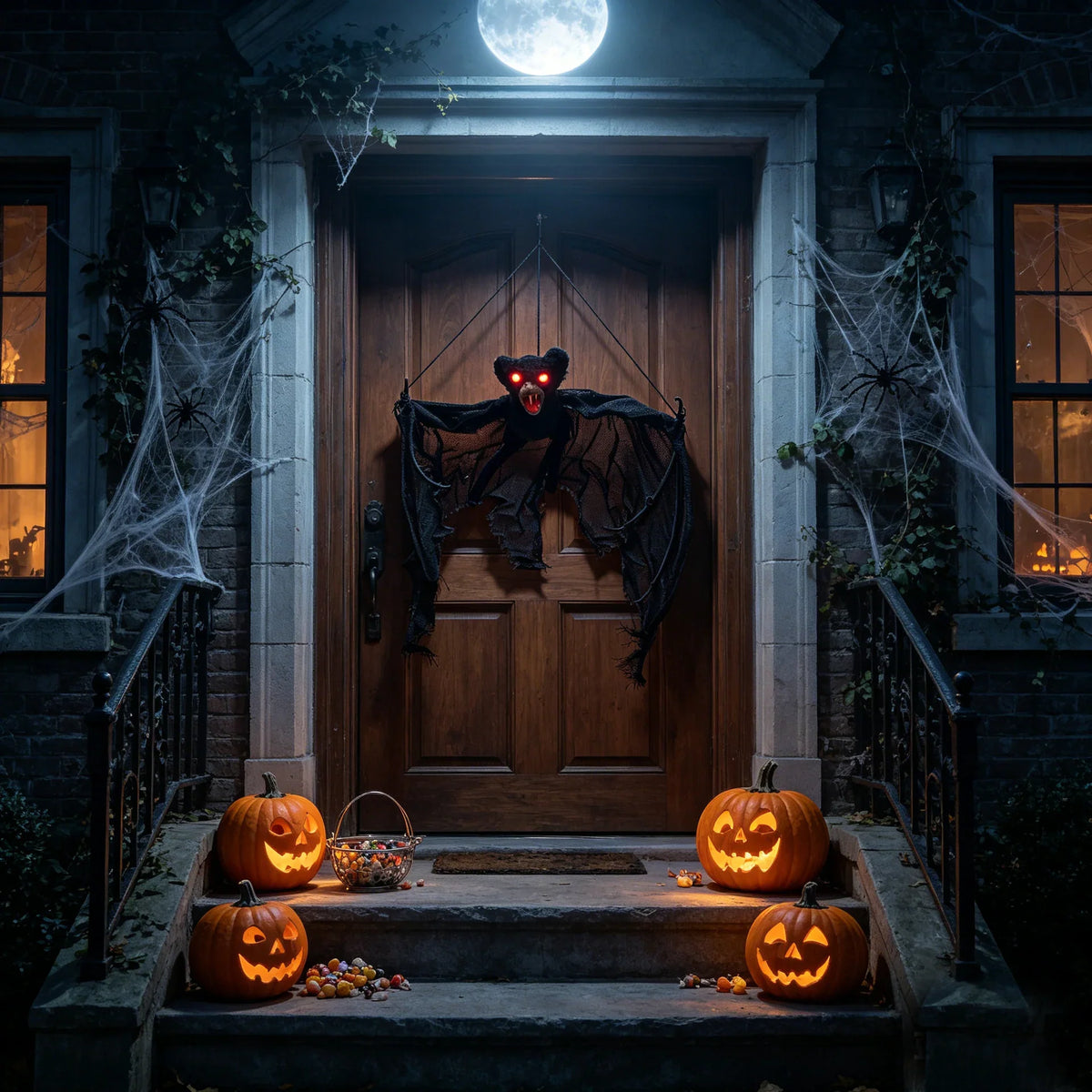 Bat Decoration Glowing Red Eyes Lightweight Easy To Hang