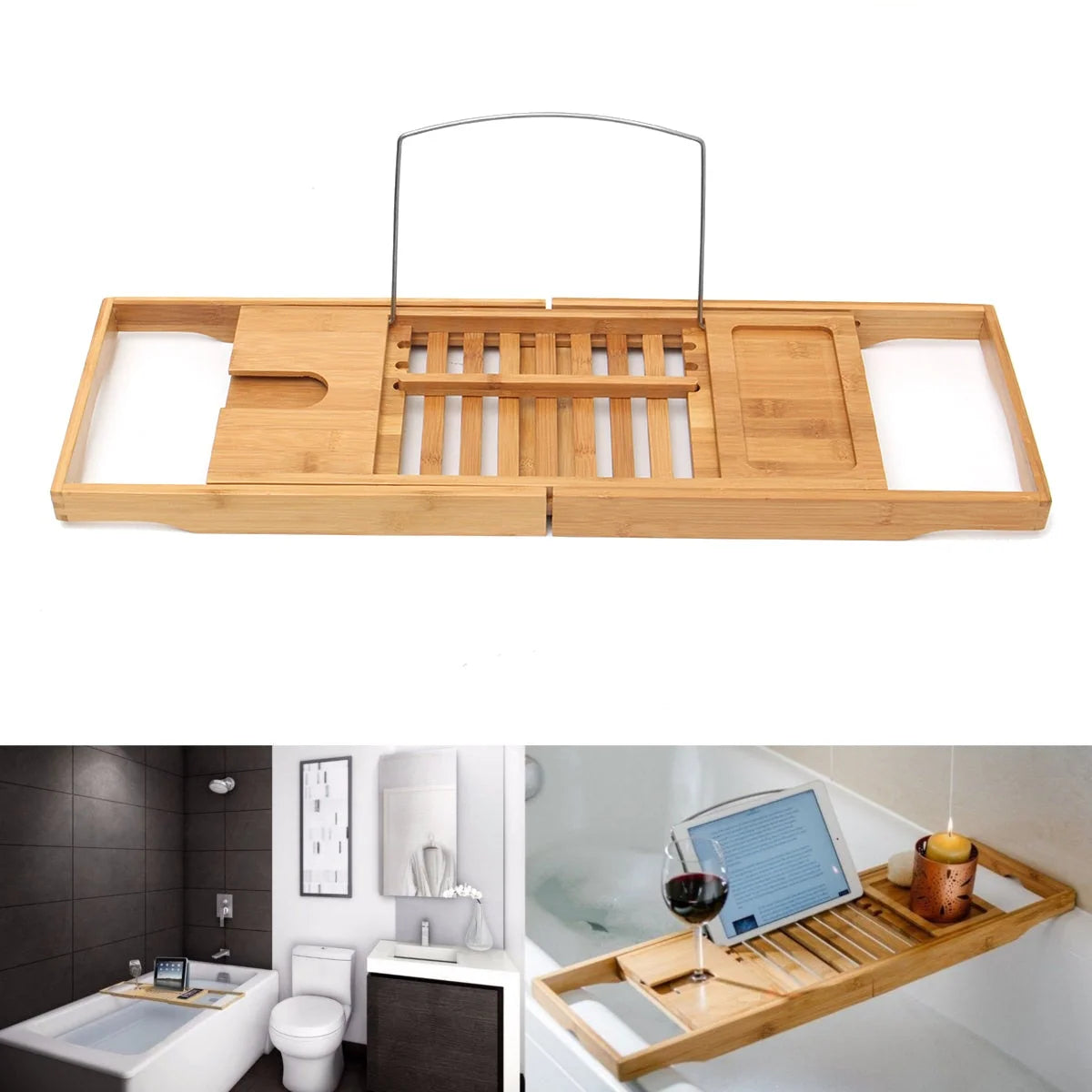 Bath Caddy Bamboo Retractable & Foldable