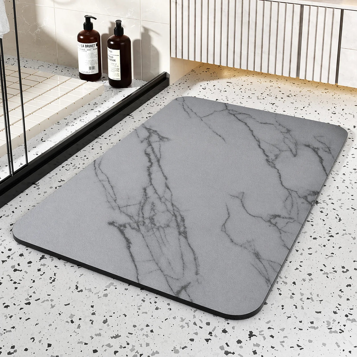 Bath Mat Diatomaceous Stone Quick-Dry Non-Slip Base