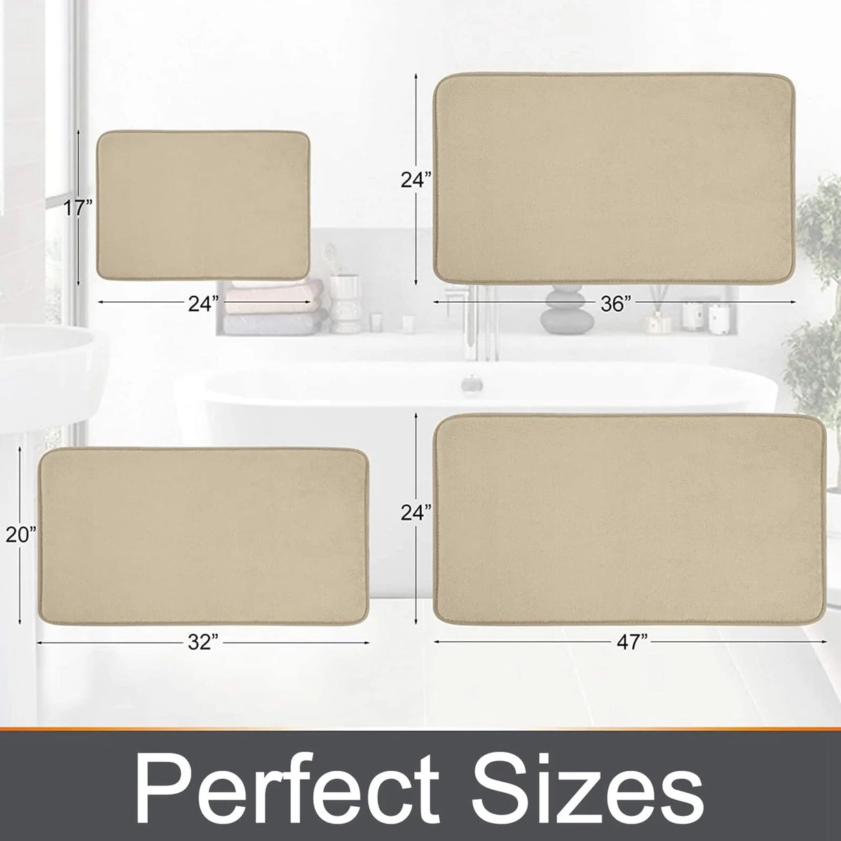 Bath Mat Memory Foam Quick-Absorbent Non-Slip Backing