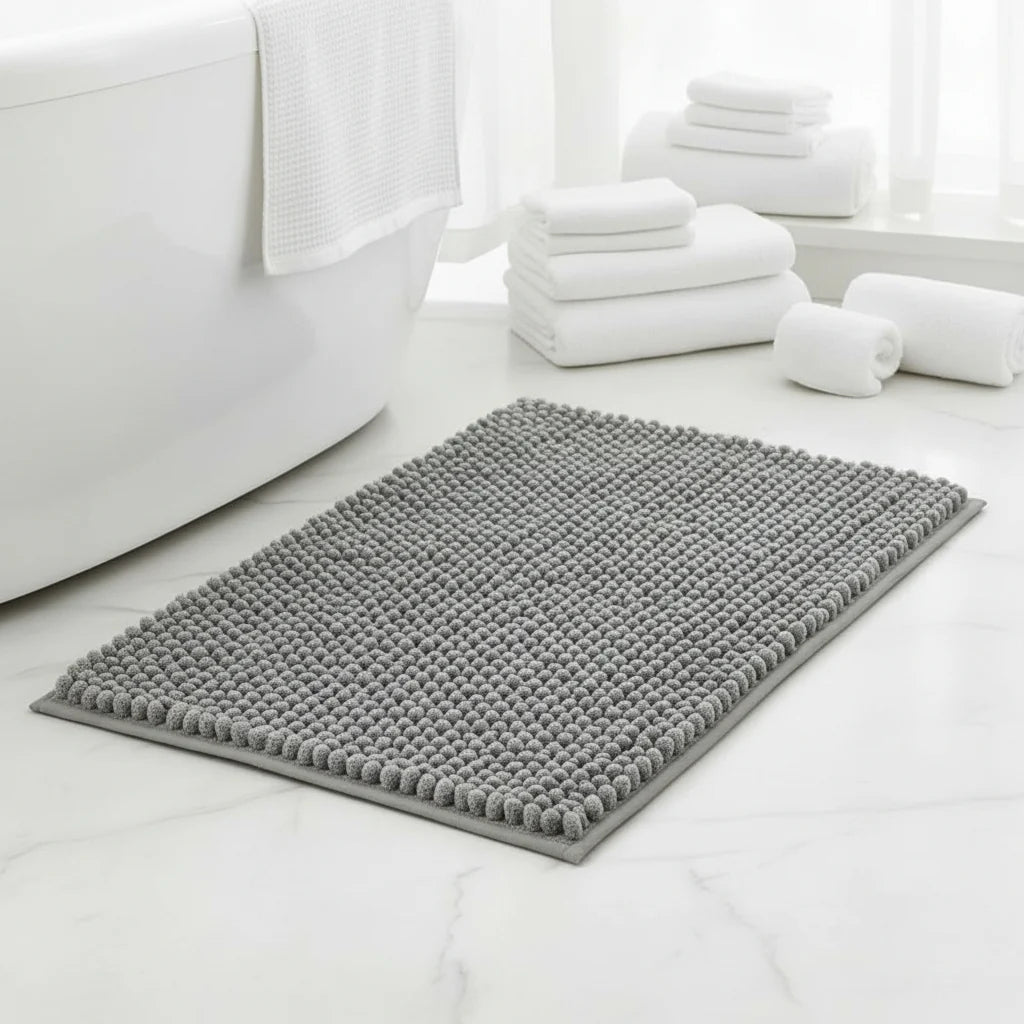 Bath Mat Microfiber Chenille Absorbent Non-Slip Machine Washable