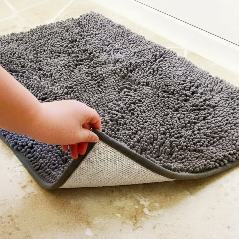 Bath Mat Microfiber Chenille Absorbent Non-Slip Machine Washable