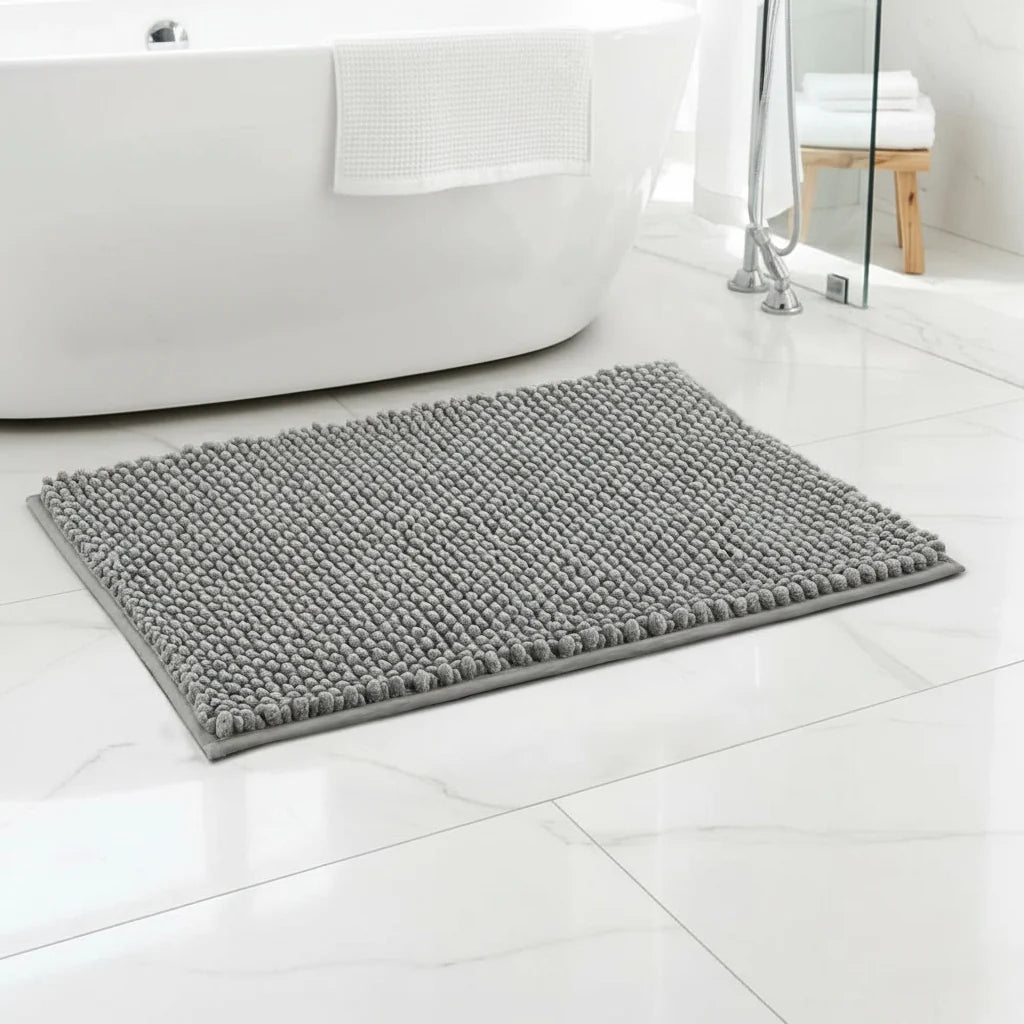 Bath Mat Microfiber Chenille Absorbent Non-Slip Machine Washable