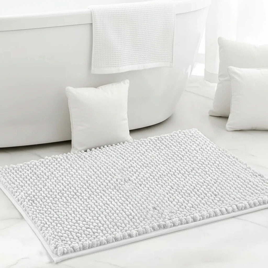 Bath Mat Microfiber Chenille Absorbent Non-Slip Machine Washable
