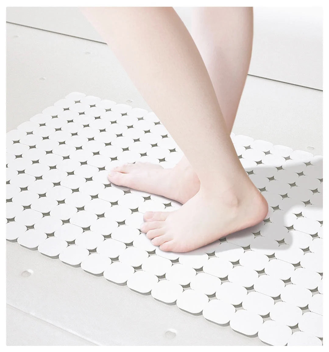 Bath Mat Non-Slip Suction Cups Fast-Draining Slots