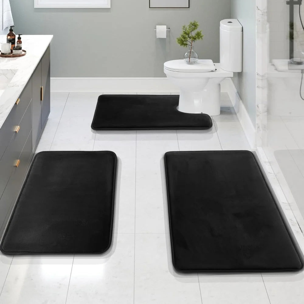 Bath Mat Set Memory Foam Non-Slip Set of 3