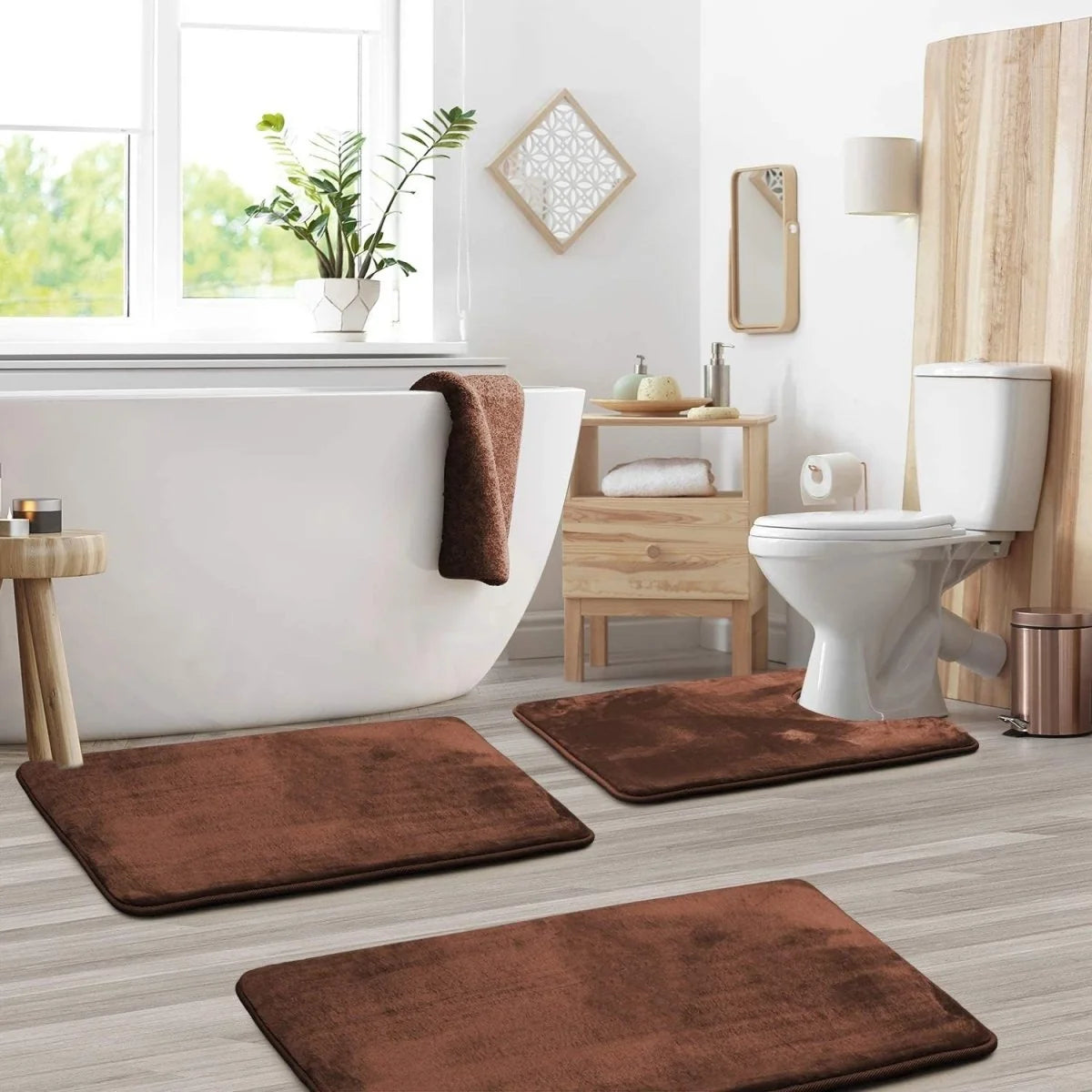 Bath Mat Set Memory Foam Non-Slip Set of 3