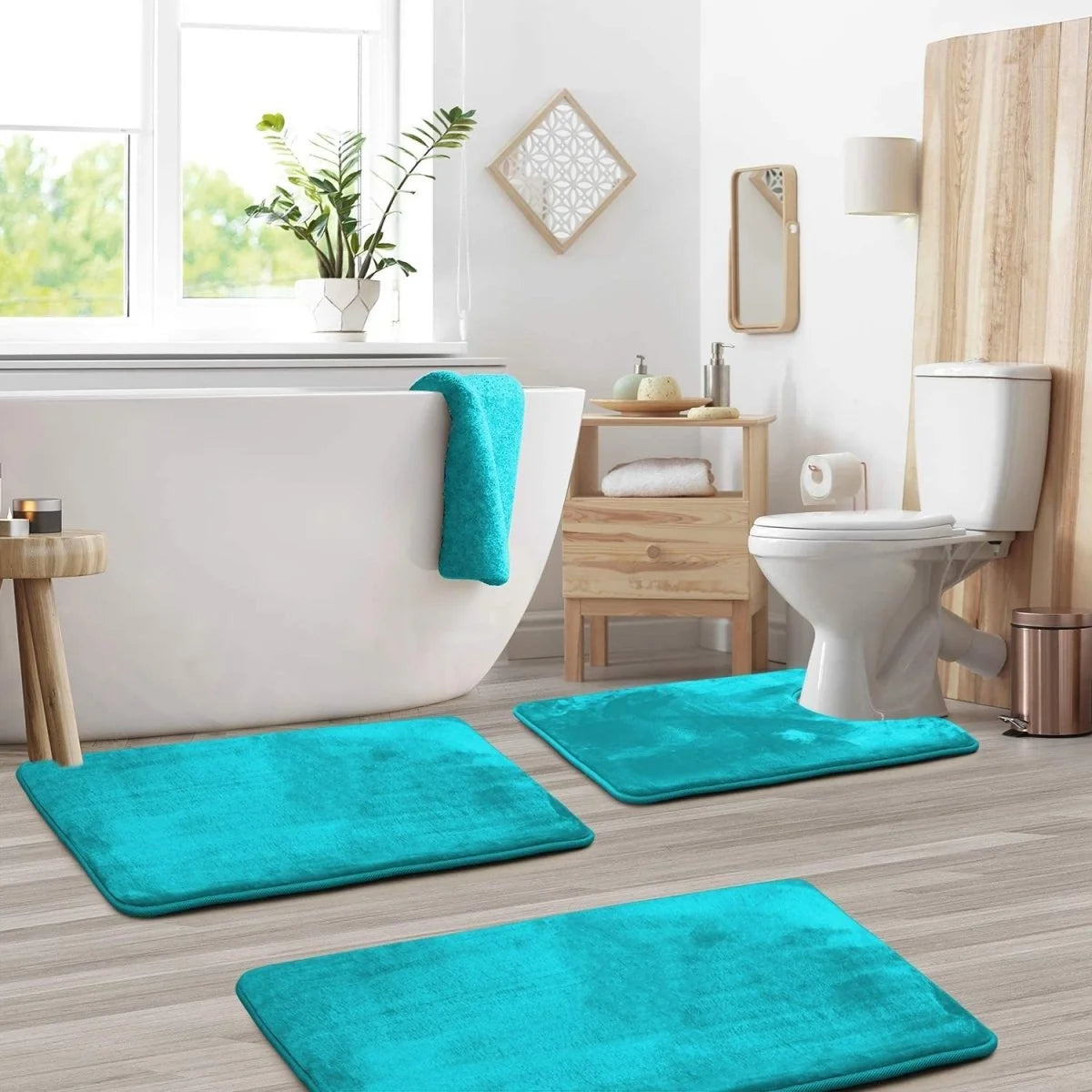 Bath Mat Set Memory Foam Non-Slip Set of 3