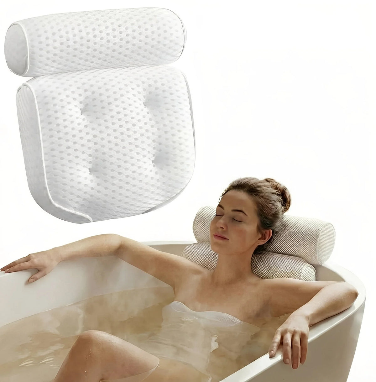 Bath Pillow Contoured Neck & Shoulder Six Suction Cups