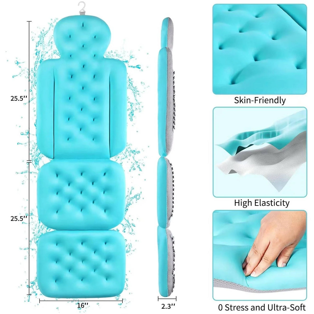 Bath Pillow Full-Body Breathable Mesh Non-Slip Suction Cups