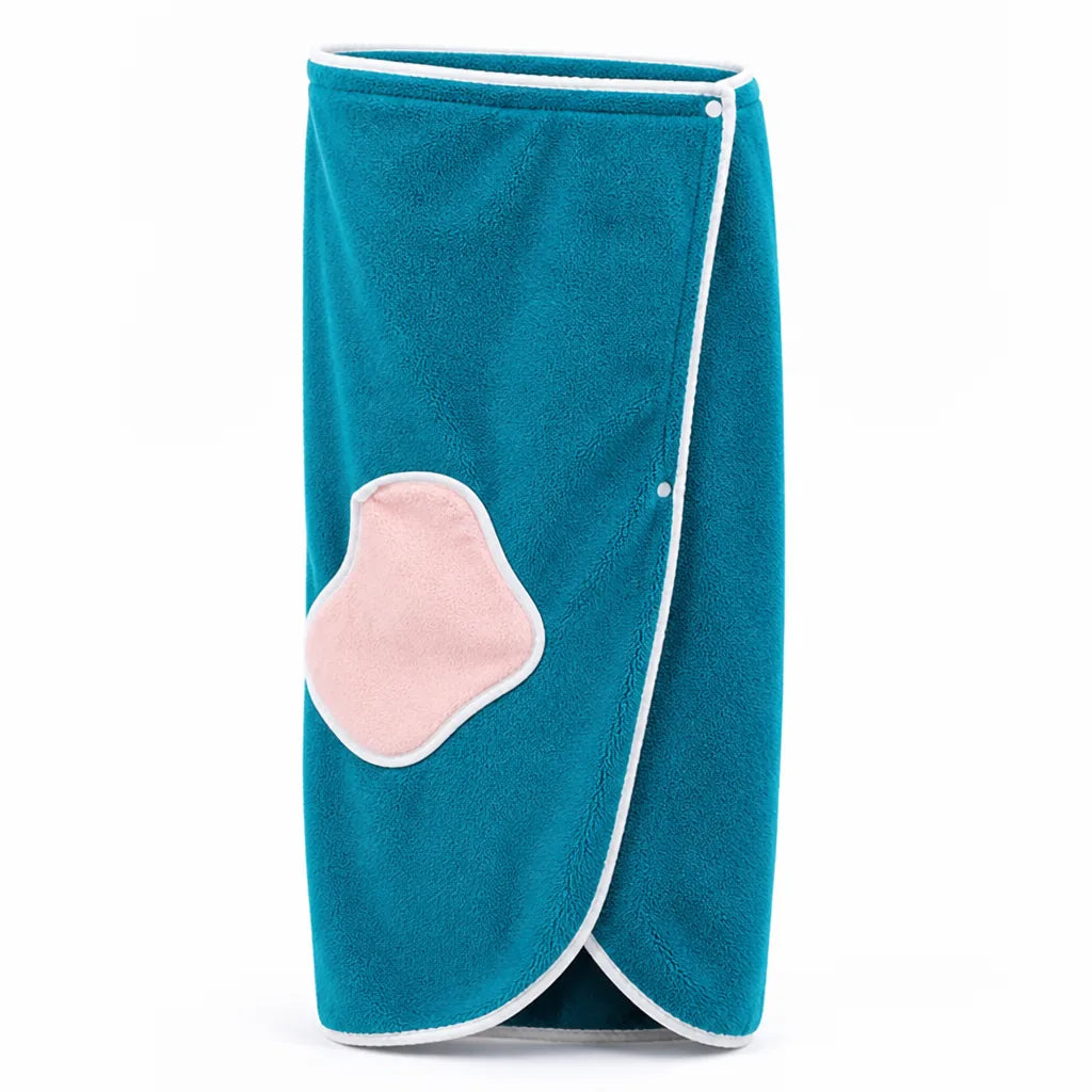 Bath Robe Coral Fleece Snap Button Closure & Pocket