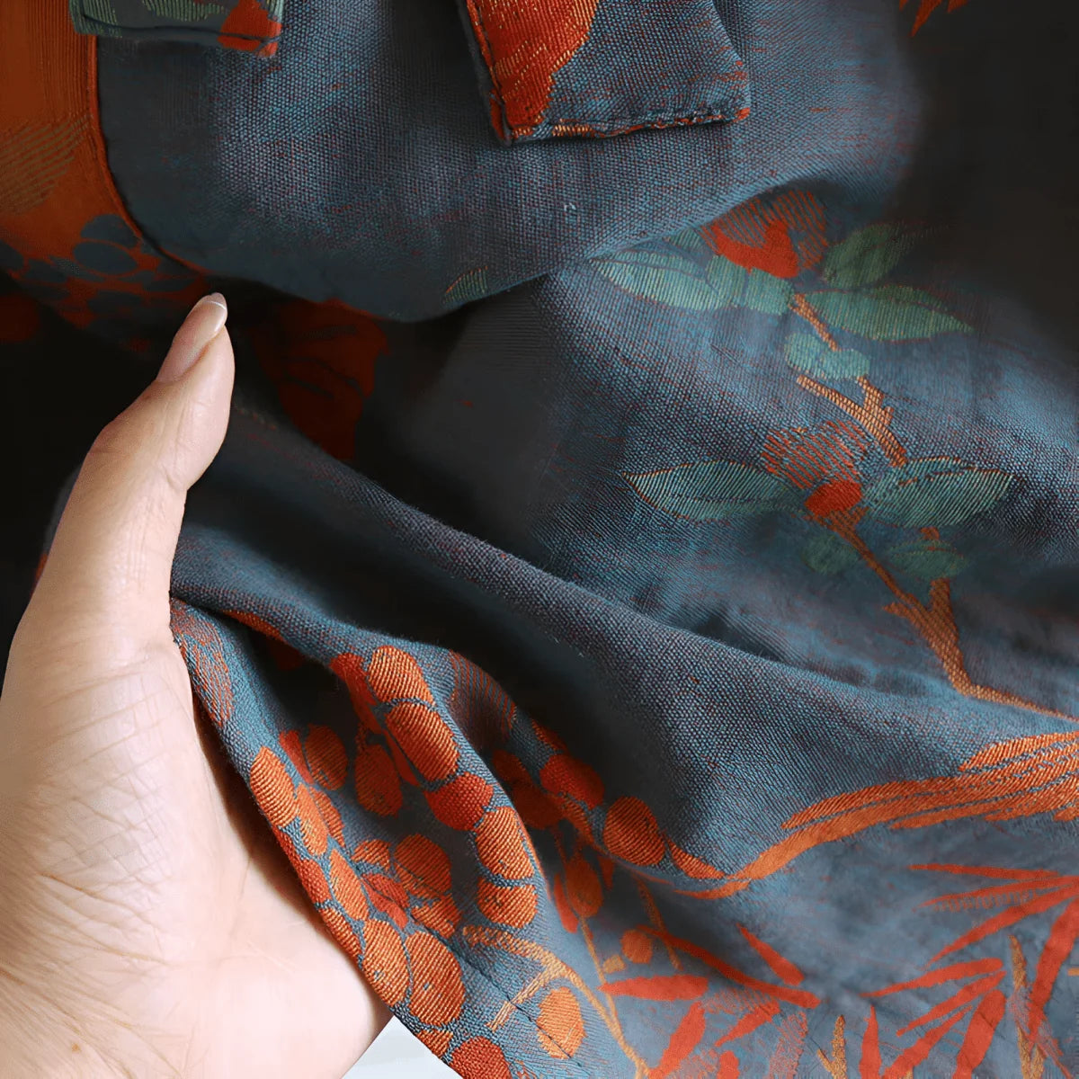 Bathrobe Lightweight Cotton Gauze Jacquard With Pockets