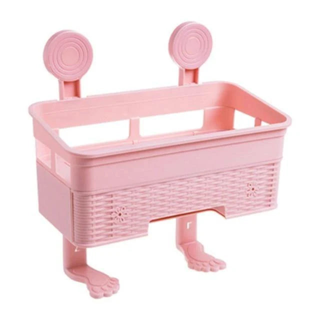 Bathroom Corner Storage Rack Adhesive Wall-Mounted, No-Drill Installation