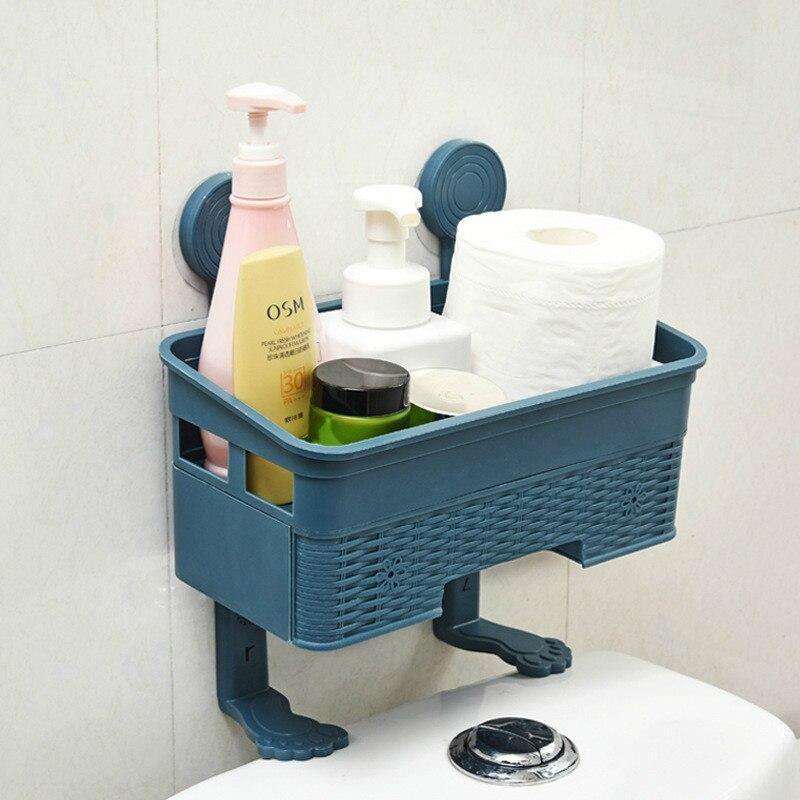 Bathroom Corner Storage Rack Adhesive Wall-Mounted, No-Drill Installation
