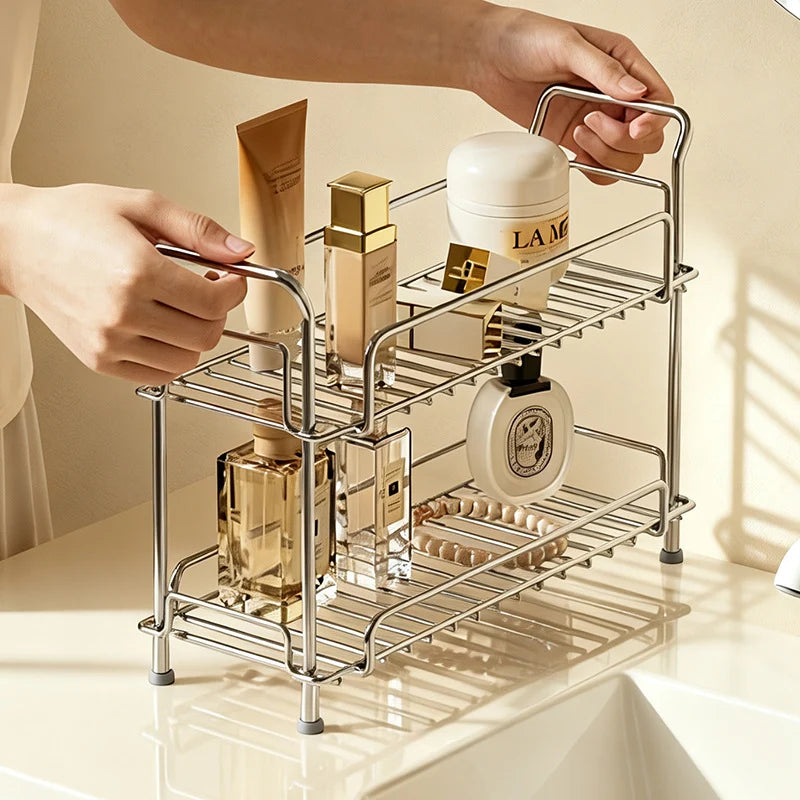 Bathroom Countertop Shelf 304 Stainless Steel Rust-Resistant Freestanding