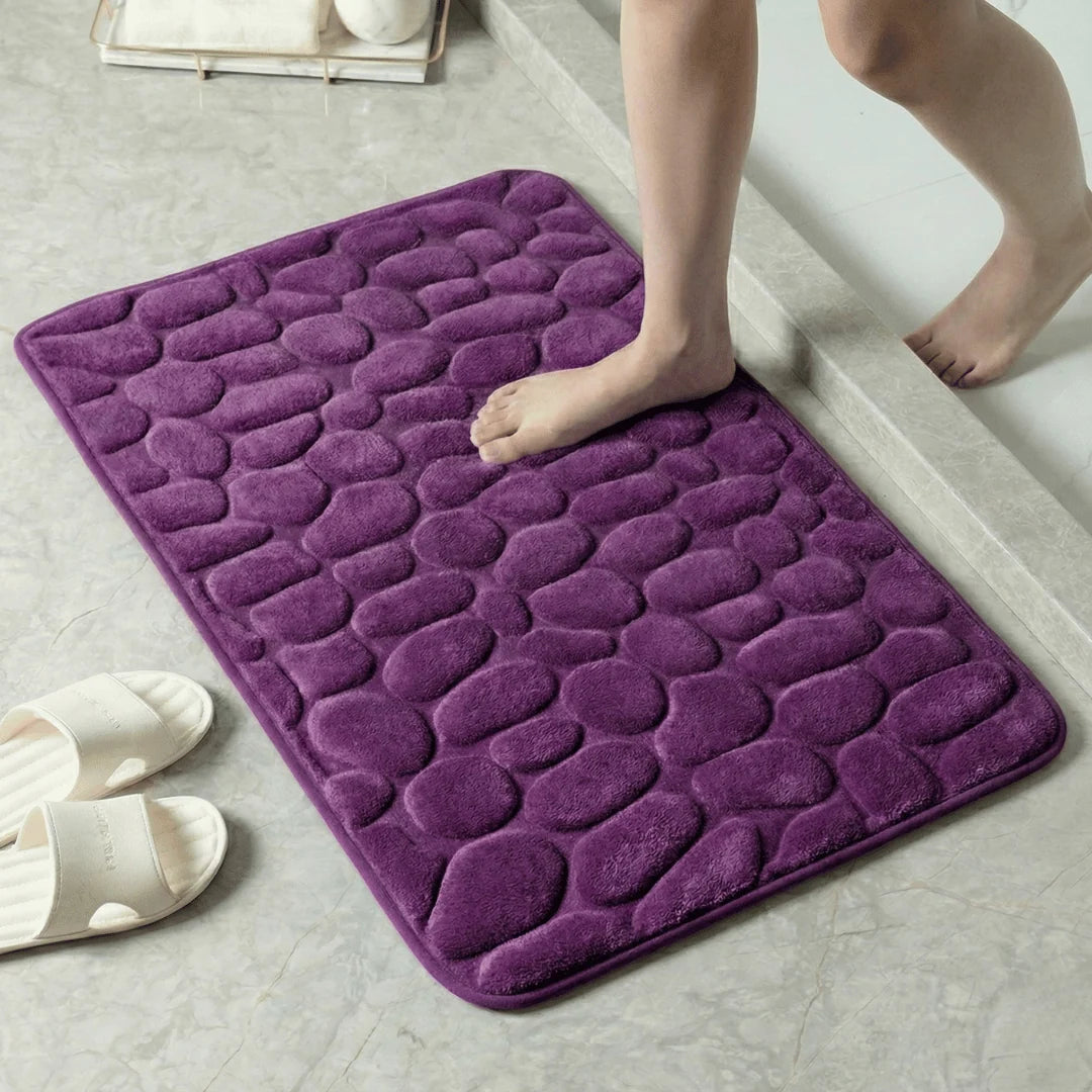 Bathroom Mat Absorbent Quick-Dry Slip-Resistant Pebble Texture