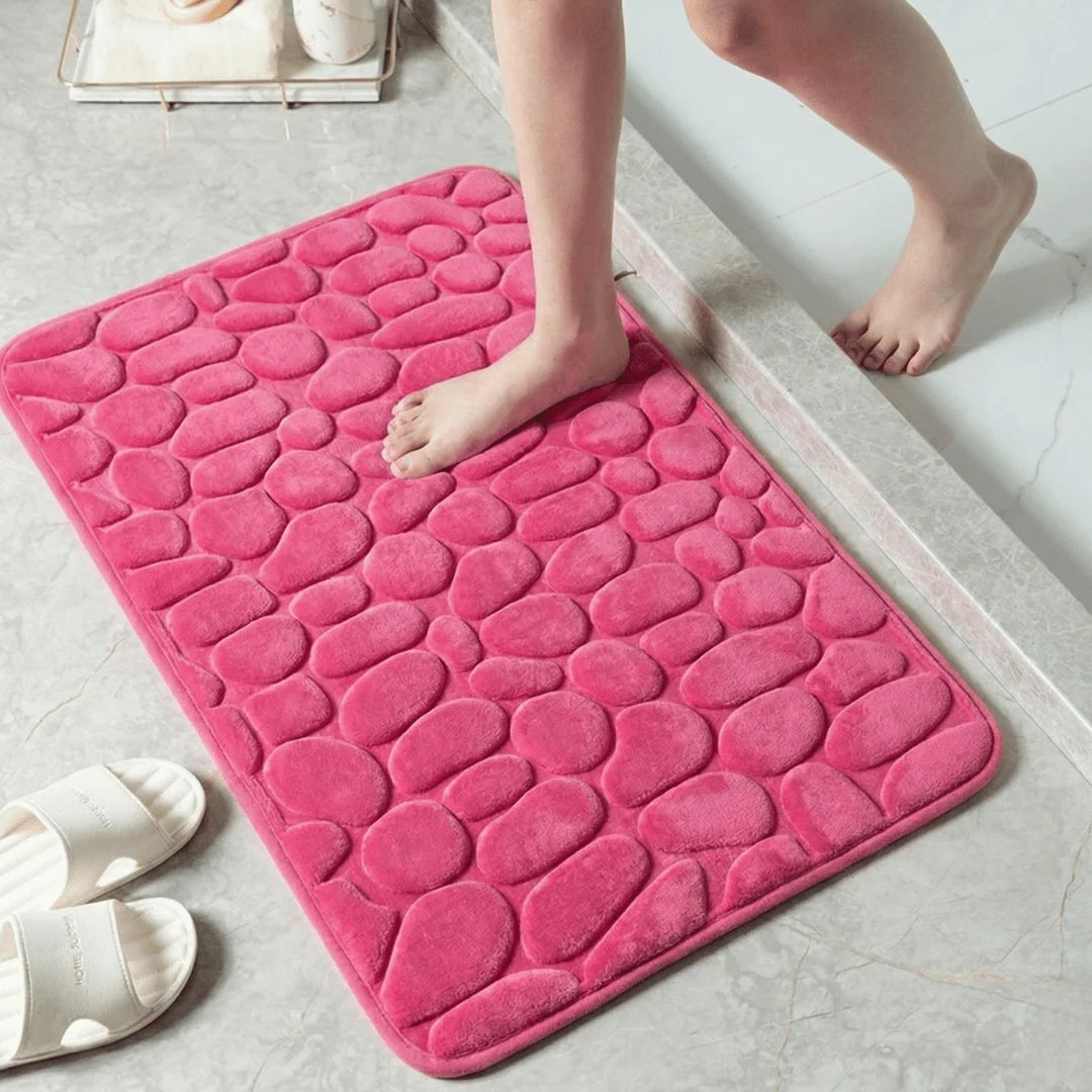 Bathroom Mat Absorbent Quick-Dry Slip-Resistant Pebble Texture