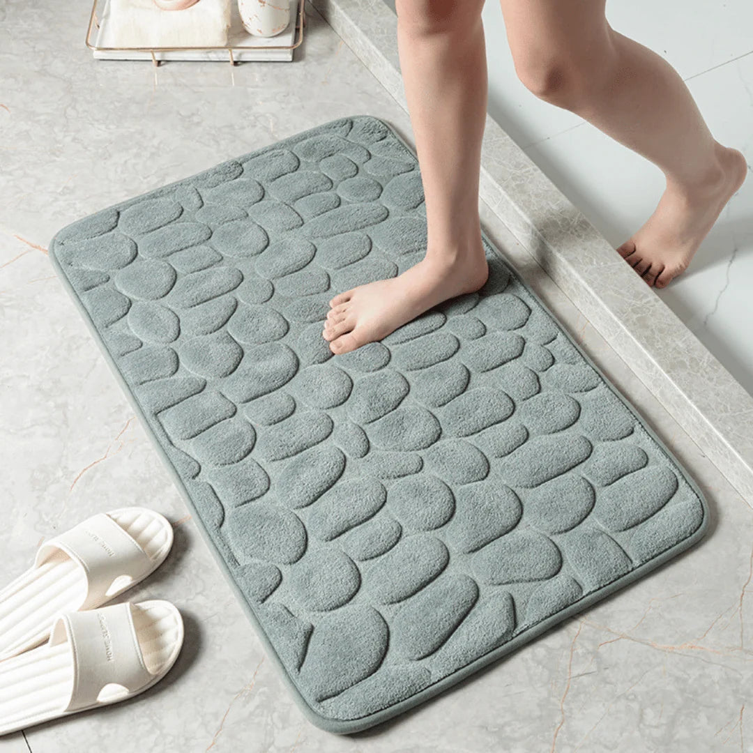 Bathroom Mat Absorbent Quick-Dry Slip-Resistant Pebble Texture