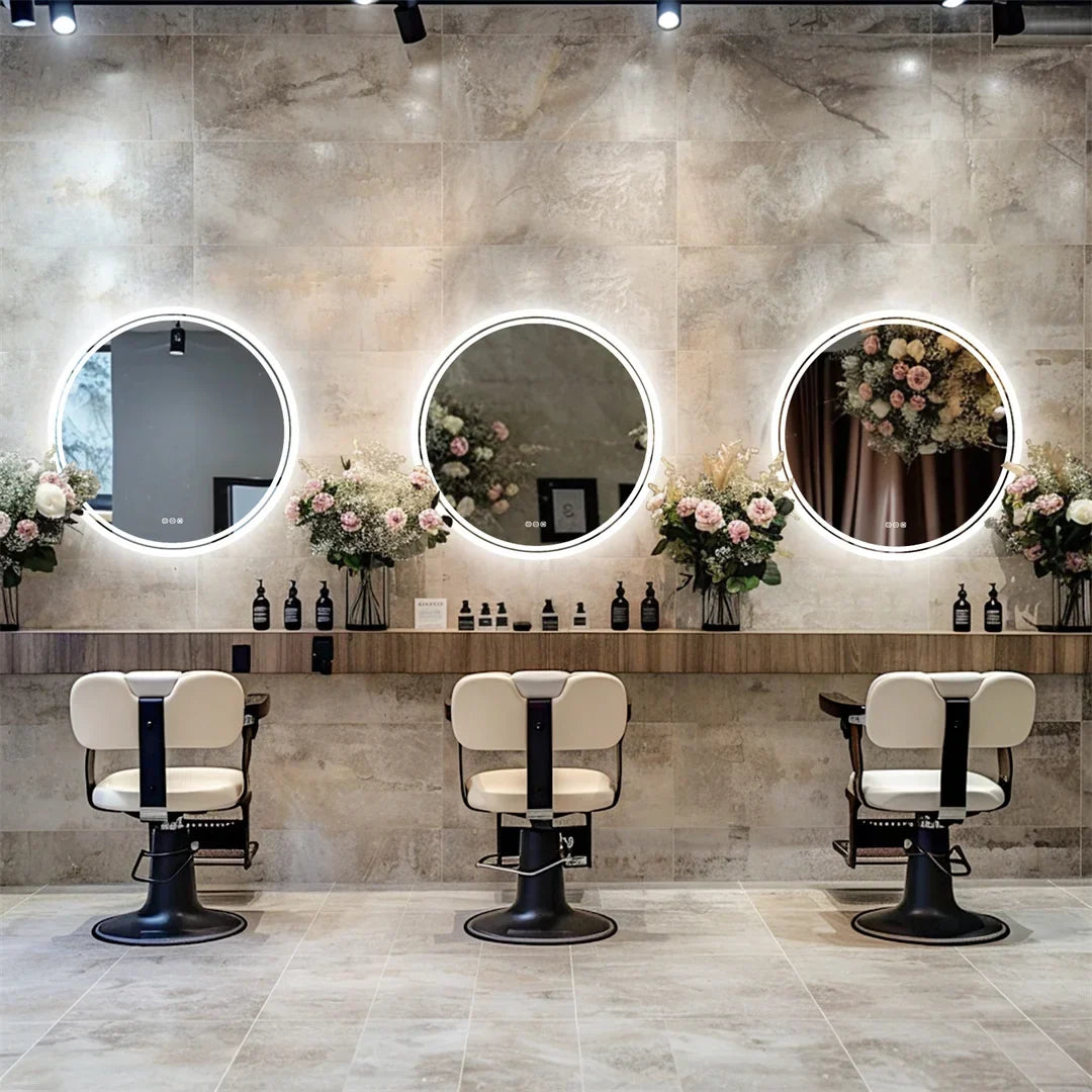 Bathroom Mirror Touch Dimmable LED Ring Heated Glass