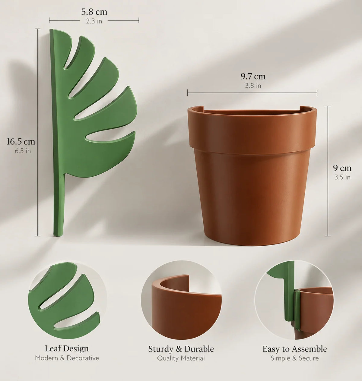 Bathroom Organizer Adhesive Wall-Mount Plant Pot Design Leaf Holders