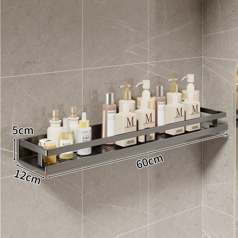 Bathroom Shelf Wall-Mounted With Towel Bar & Hooks