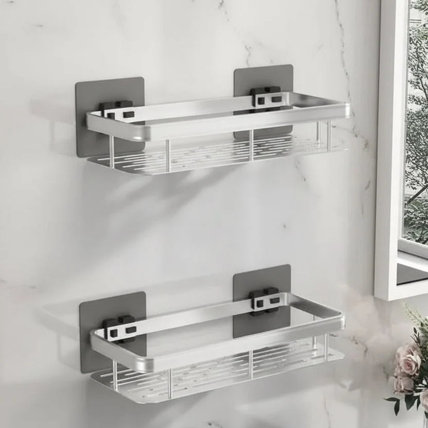 Bathroom Shower Shelf Stainless Steel No-Drill Adhesive Mount