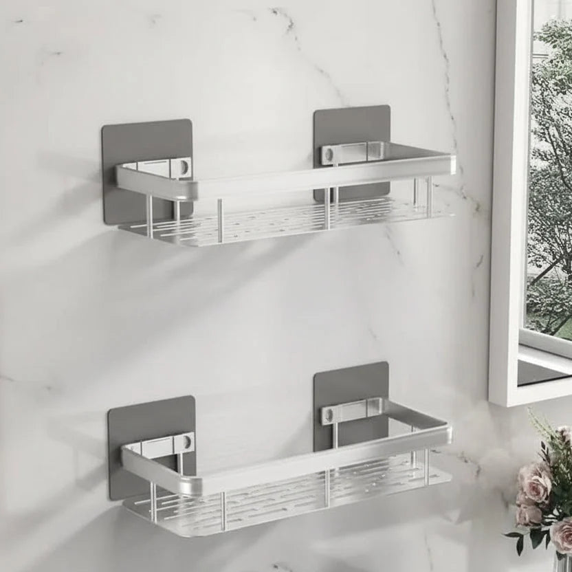 Bathroom Shower Shelf Stainless Steel No-Drill Adhesive Mount