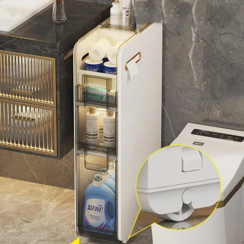 Bathroom Storage Cabinet Slim Multi-Tier ABS Construction
