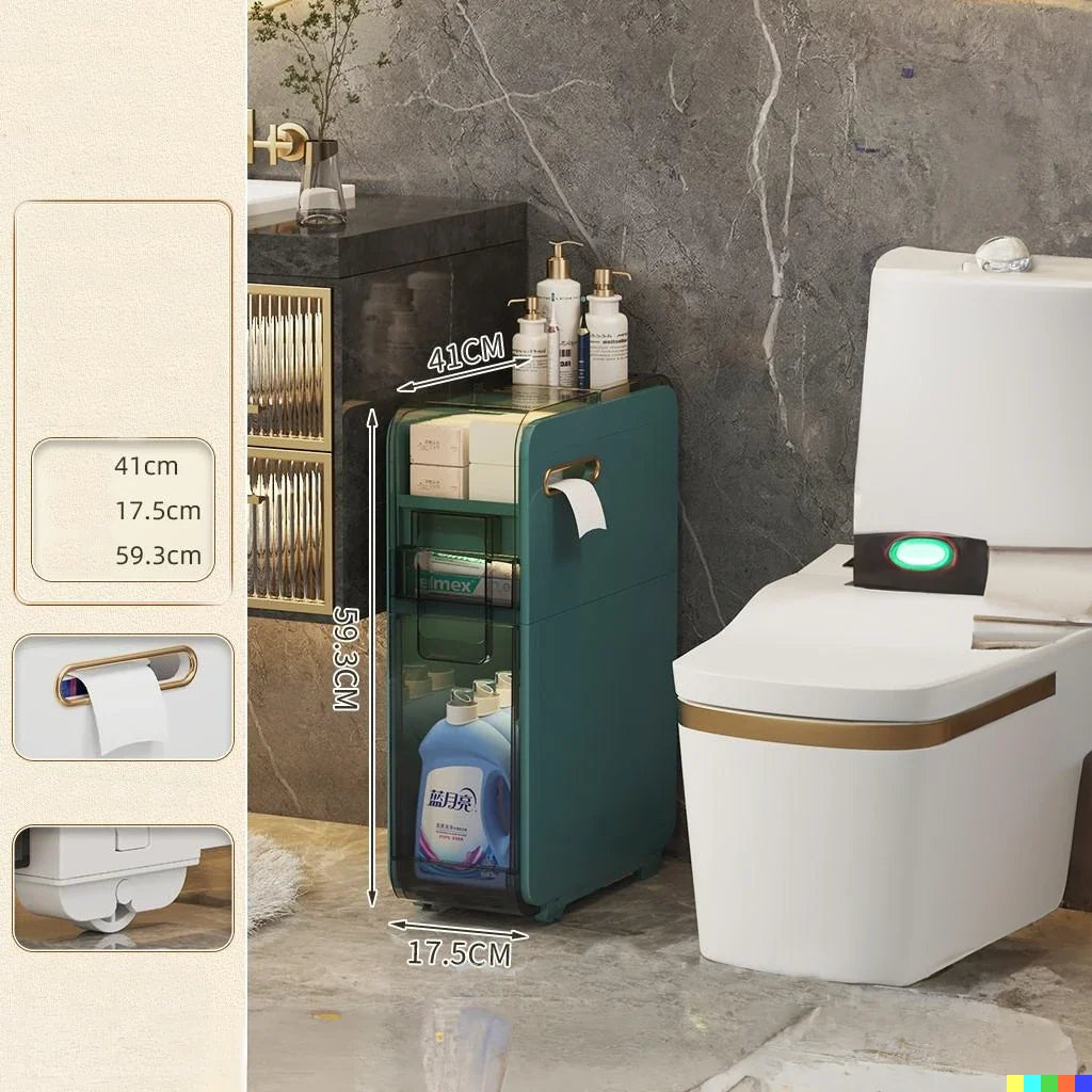 Bathroom Storage Cabinet Slim Multi-Tier ABS Construction