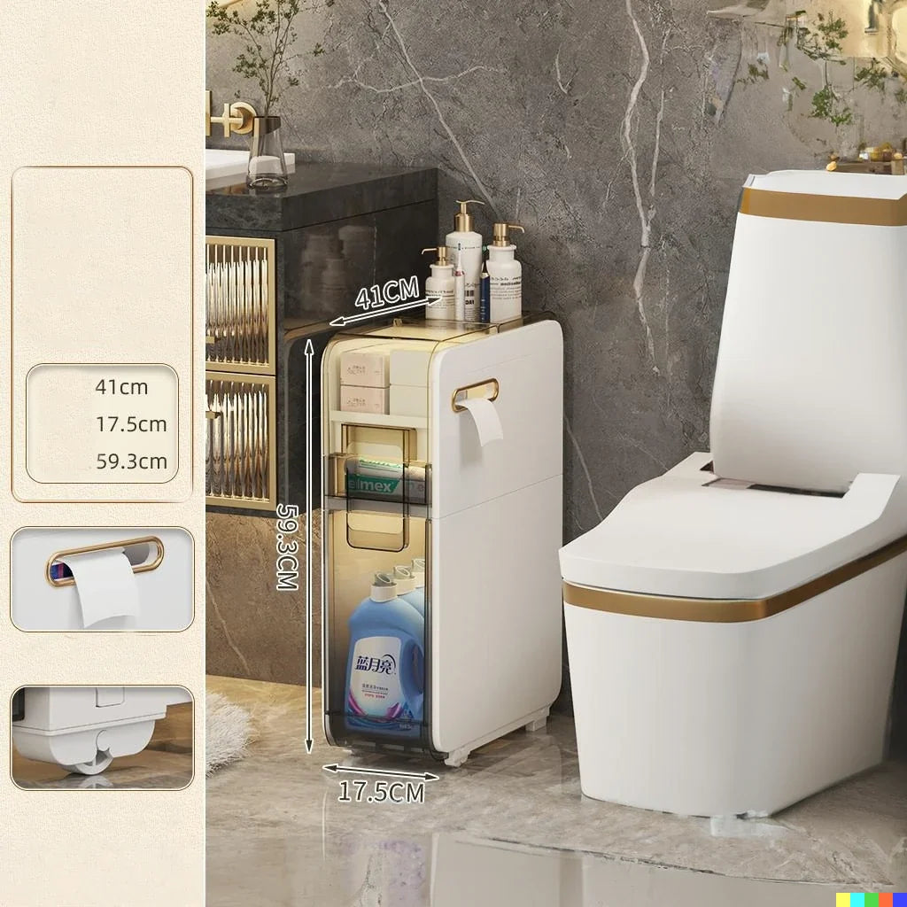 Bathroom Storage Cabinet Slim Multi-Tier ABS Construction