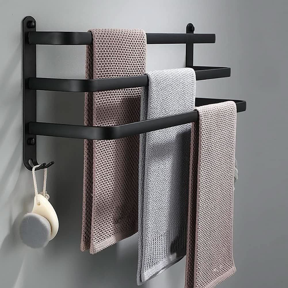 Bathroom Storage Rack Wall-Mounted Aluminum Towel Organizer