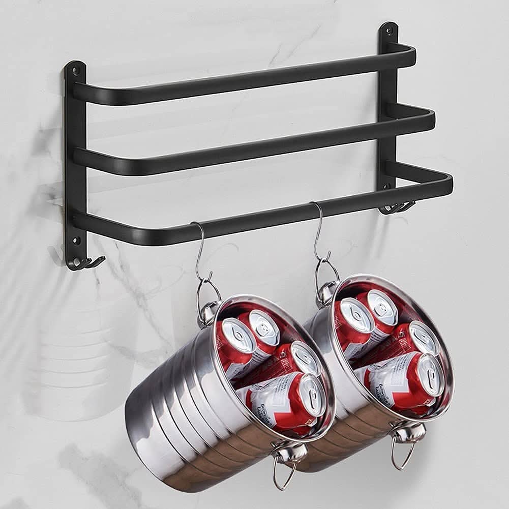 Bathroom Storage Rack Wall-Mounted Aluminum Towel Organizer