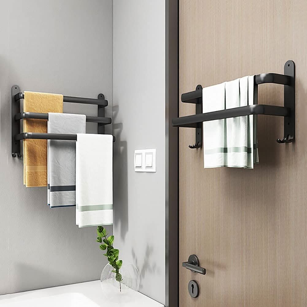Bathroom Storage Rack Wall-Mounted Aluminum Towel Organizer