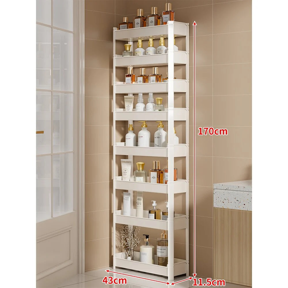 Bathroom Storage Shelf Slim 3-Tier Freestanding Plastic