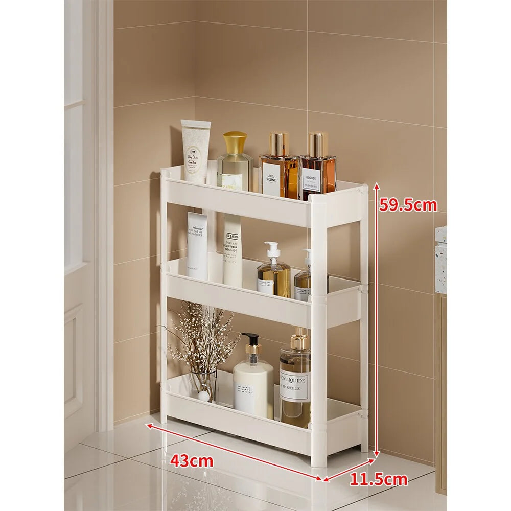 Bathroom Storage Shelf Slim 3-Tier Freestanding Plastic
