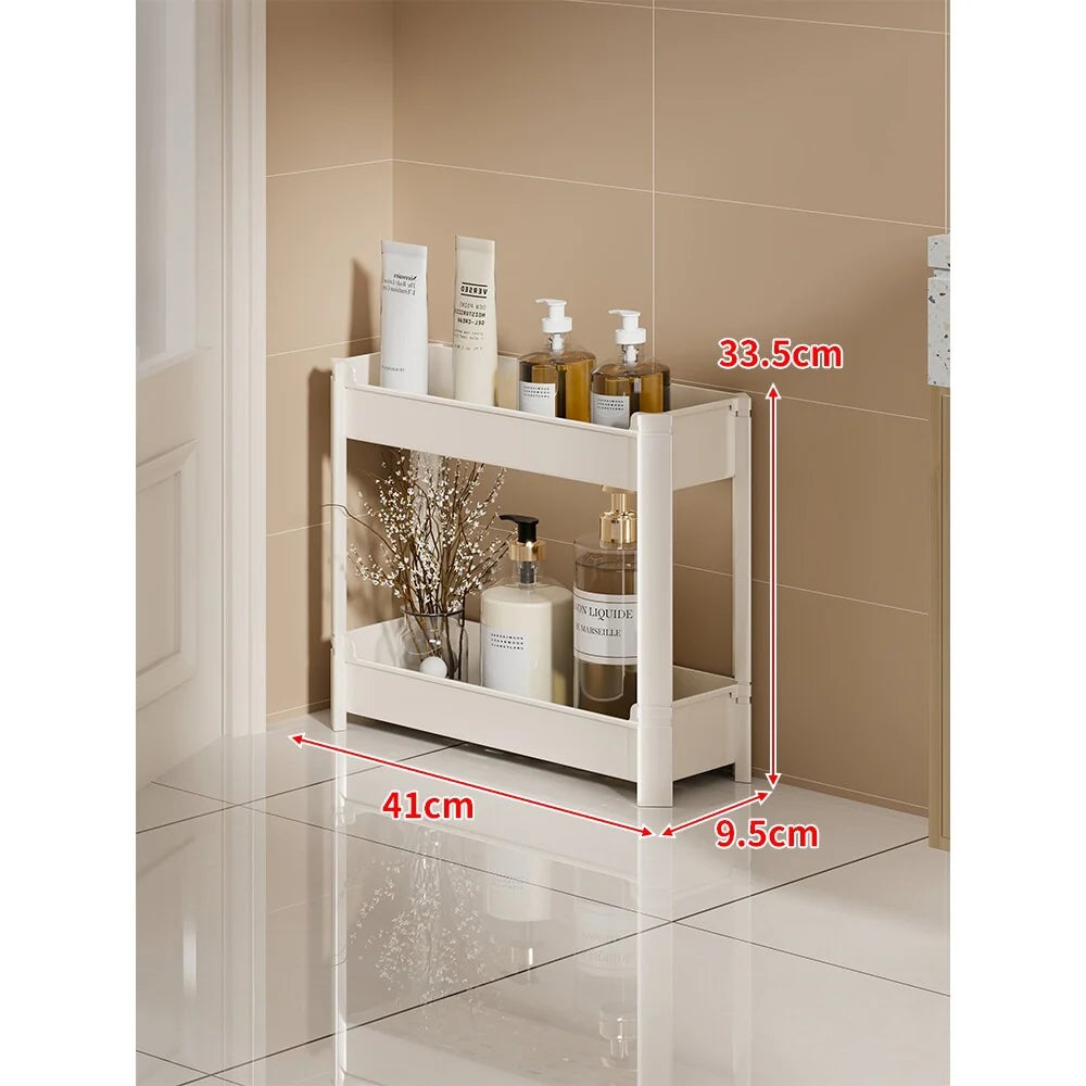Bathroom Storage Shelf Slim 3-Tier Freestanding Plastic