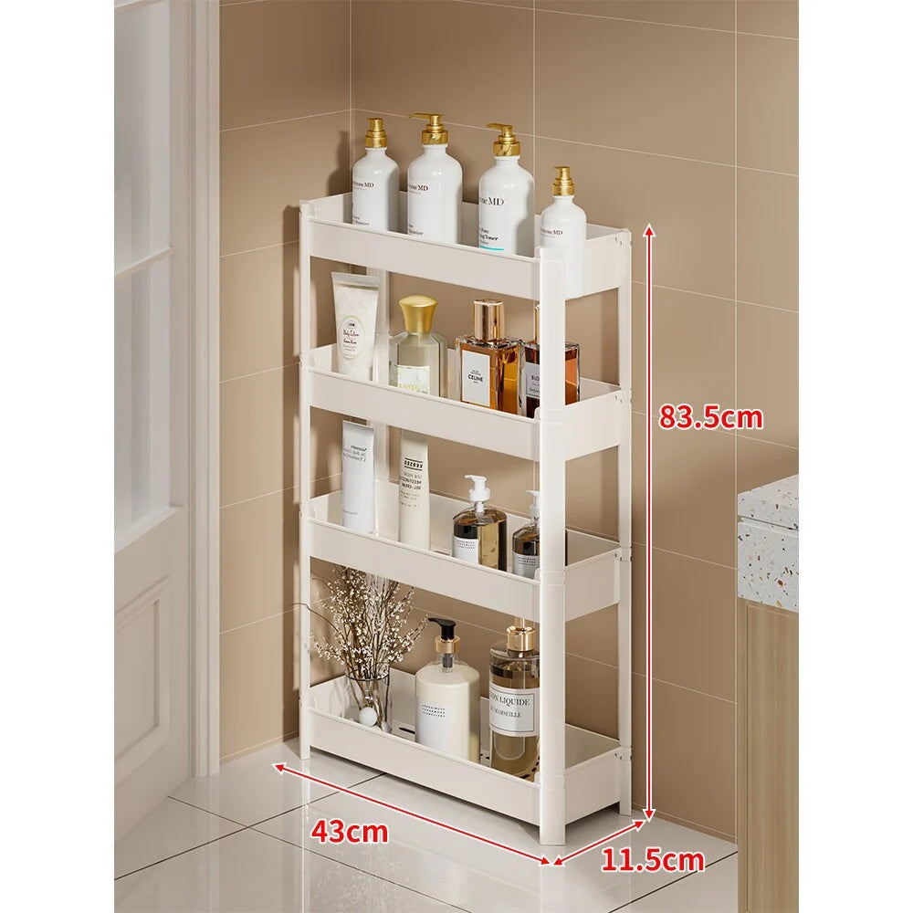 Bathroom Storage Shelf Slim 3-Tier Freestanding Plastic