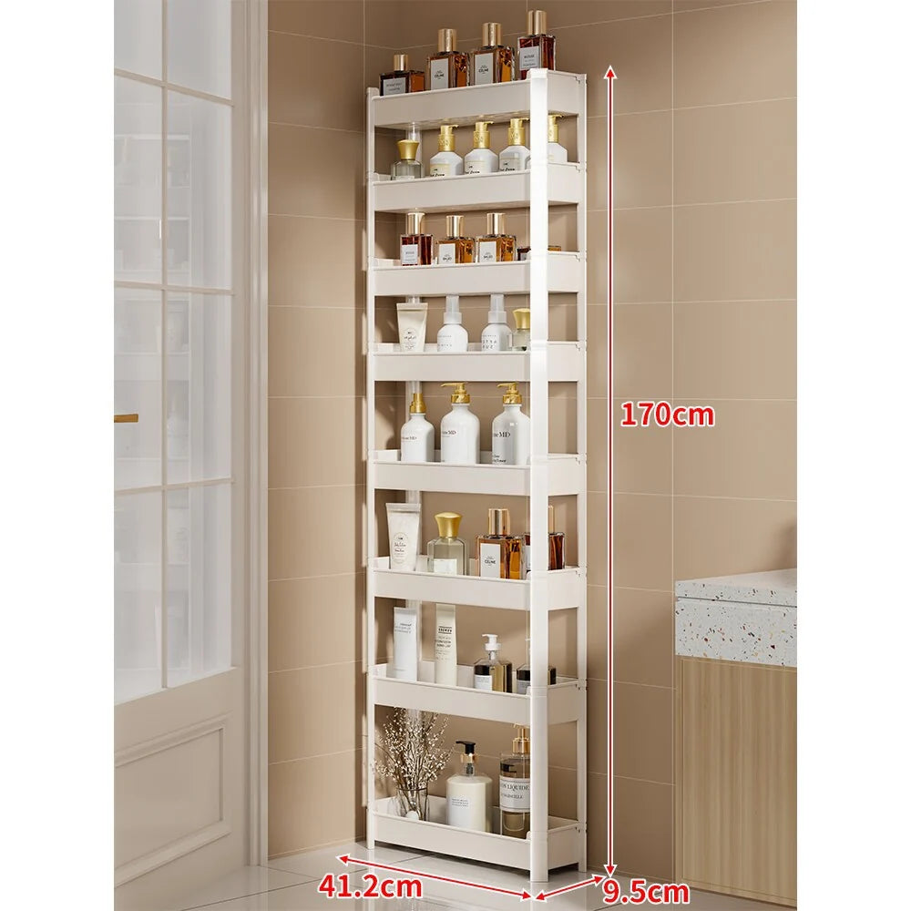 Bathroom Storage Shelf Slim 3-Tier Freestanding Plastic