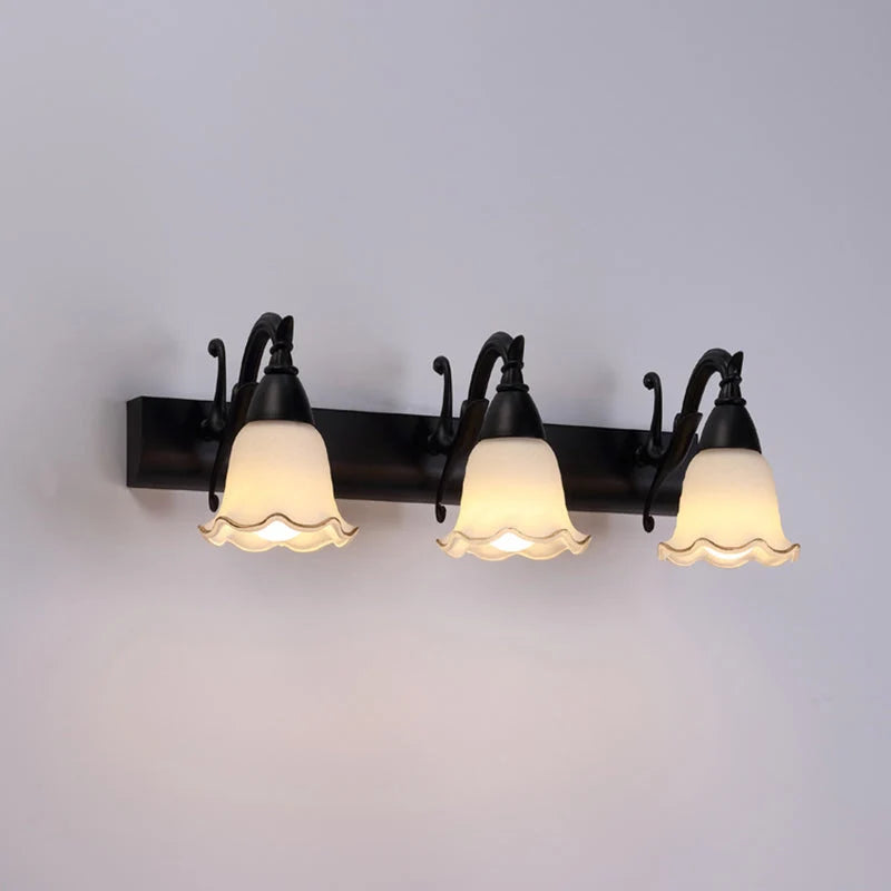 Bathroom Vanity Light White Glass Downward-Facing Damp-Room Suitable