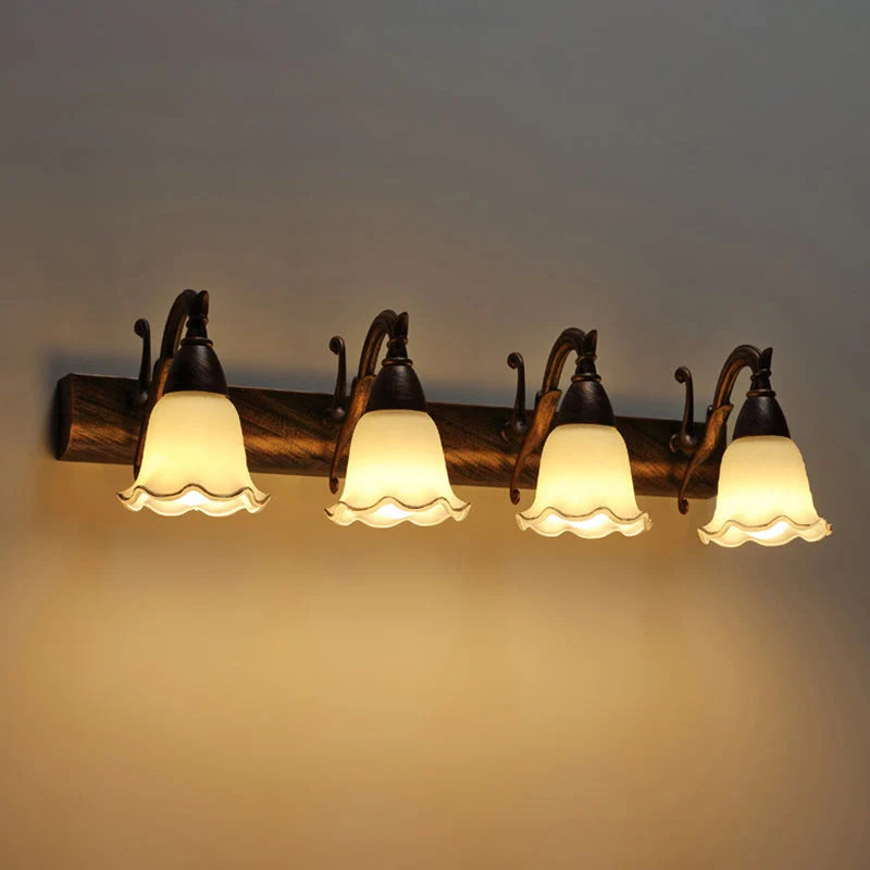 Bathroom Vanity Light White Glass Downward-Facing Damp-Room Suitable