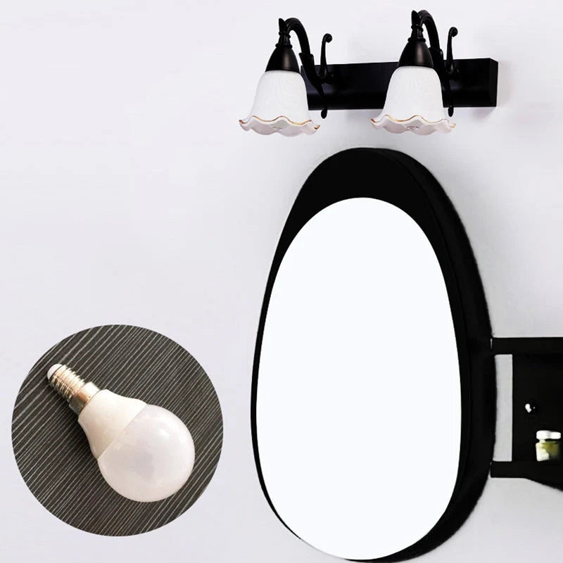 Bathroom Vanity Light White Glass Downward-Facing Damp-Room Suitable