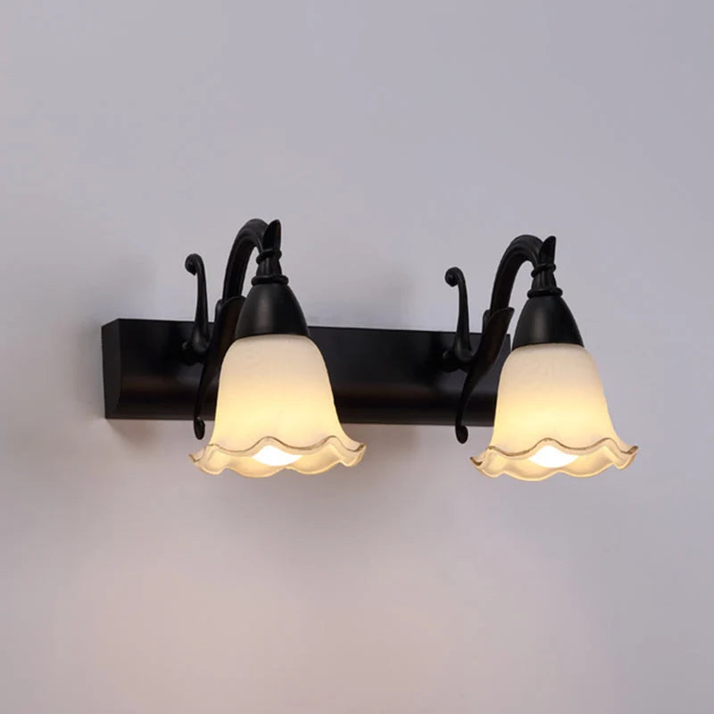 Bathroom Vanity Light White Glass Downward-Facing Damp-Room Suitable