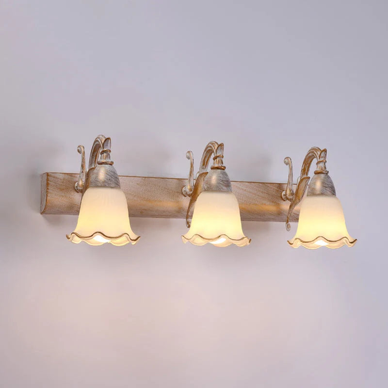 Bathroom Vanity Light White Glass Downward-Facing Damp-Room Suitable