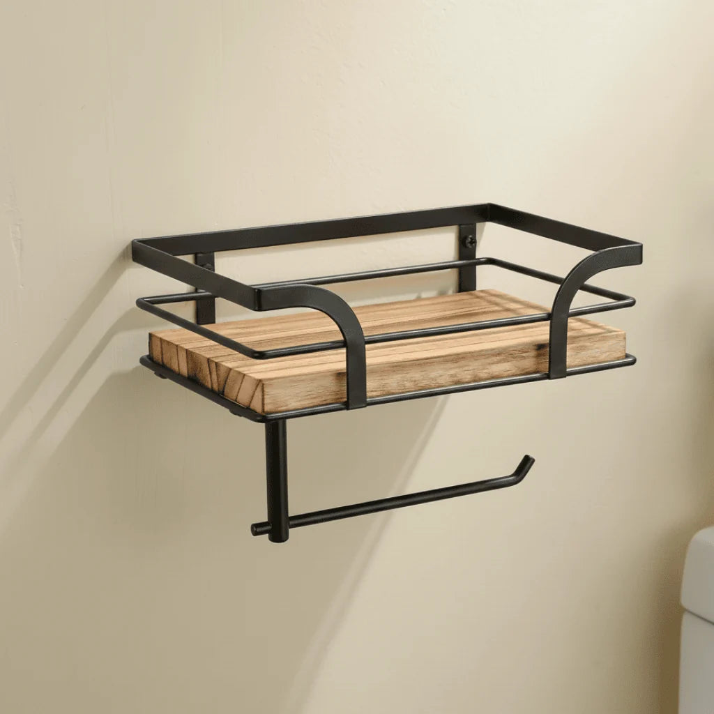 Bathroom Wall Shelf Wrought Iron Multifunctional Towel Holder