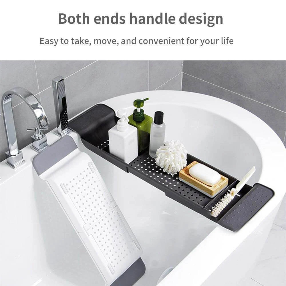 Bathtub Caddy Extendable Double-Layer Draining Shelf